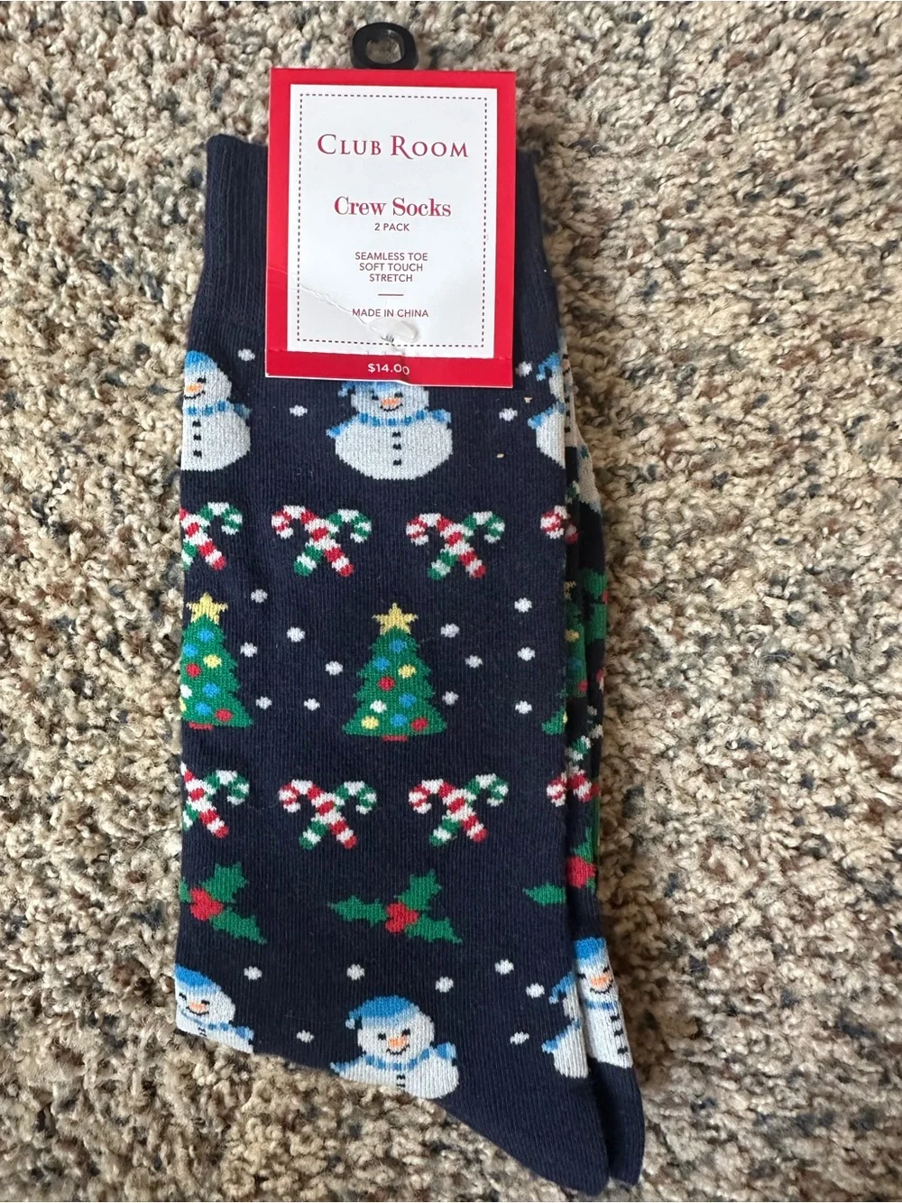 Club Room Three-Pack Novelty Crew Socks- fun, novelty, and holiday - Mens - New